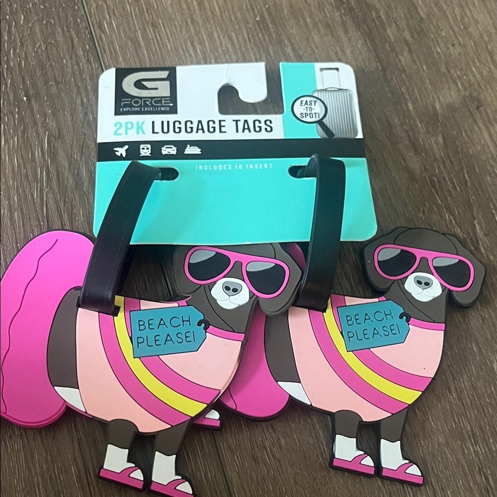 G/FORE Stylish Pink and Black Dog Luggage Tags